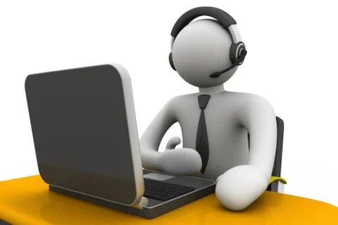 3d man working in a call center. Stock Illustration