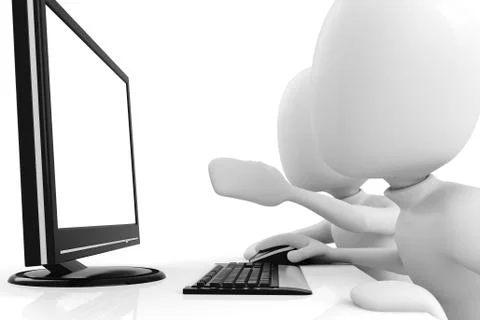 3d man working at computer Stock Illustration