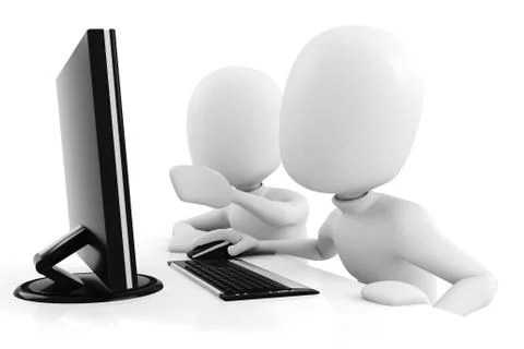 3d man working at computer Stock Illustration