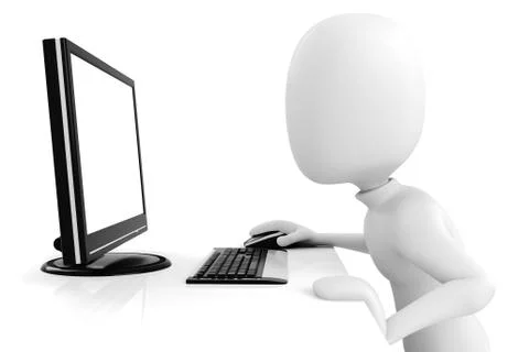 3d man working at computer Stock Illustration