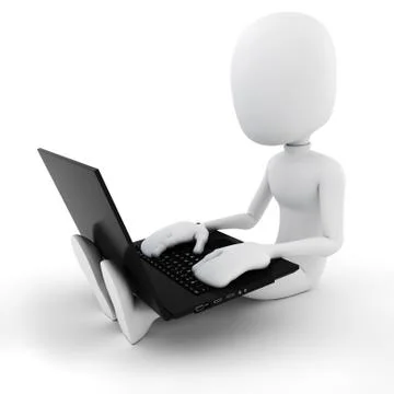 3d man working at his laptop Stock Illustration