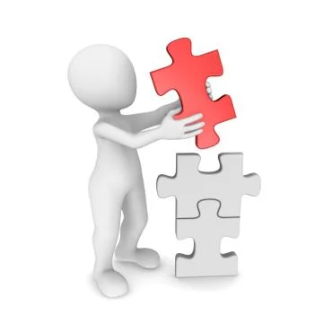 3d man working with puzzle Stock Illustration