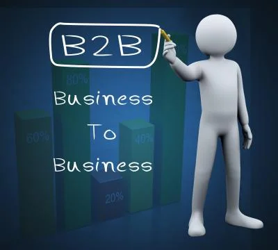 3d man writing b2b Stock Illustration