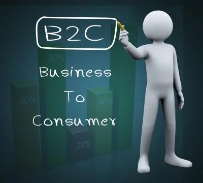 3d man writing b2c Stock Illustration