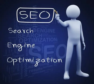 3d man writing seo Stock Illustration