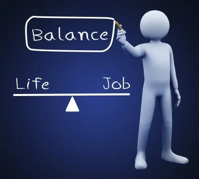 3d man writing work life balance Stock Illustration