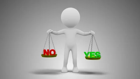 3D Man with Yes or No Scale Stock Footage 249613907