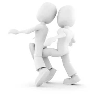 3d mankicking his opponent Stock Illustration