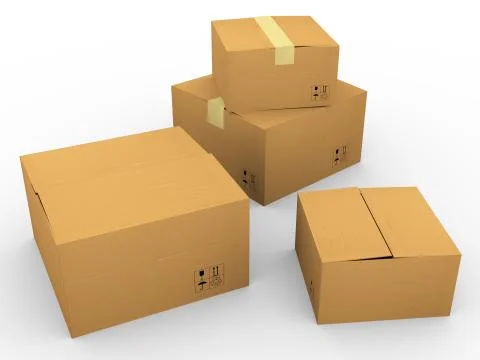 3d many carton Stock Illustration