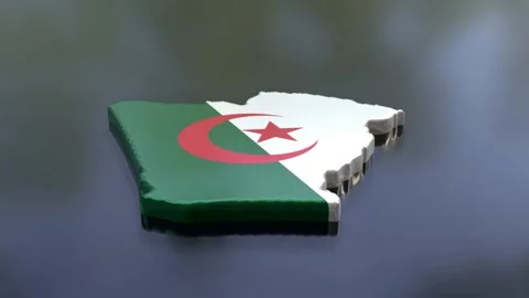 3D Map of Algeria with Flag Texture Featuring Moon and Star Stock Footage 282089156