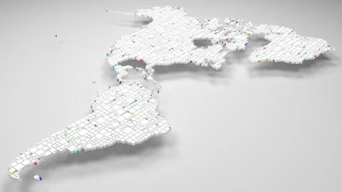 3D Map of America Continent Stock Illustration