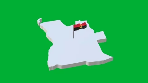 3D Map of Angola with Flag on Green Background Video stock 279269766