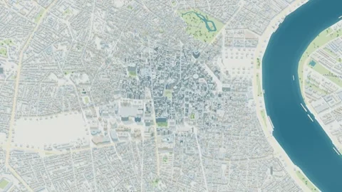 3D map animation of Bordeaux city in France pullback Stock Footage 348070909