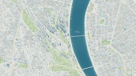 3D map animation of Budapest city in Hungary pullback Stock Footage 348134378