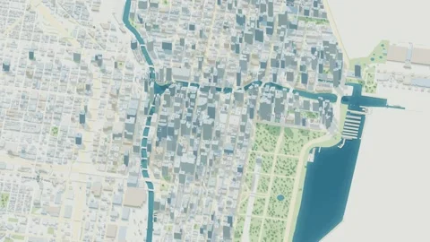 3D map animation of Chicago city, USA pullback Stock Footage 348065122
