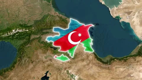 3D Map Animation Highlighting Azerbaijan with National Flag Video stock 341684839