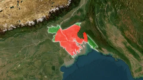 3D  Map Animation Highlighting Bangladesh with  Waving Flag Video stock 341934663