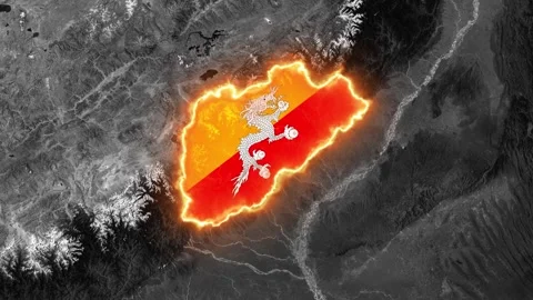 3D Map Animation Highlighting Bhutan with Flag Video stock 341934282