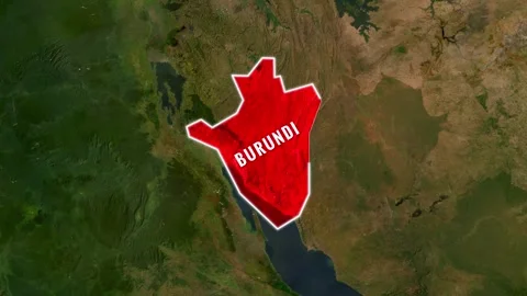 3D Map Animation Highlighting Burundi and Waving National Flag Stock-Footage 343370975