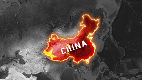 3D Map Animation Highlighting China with Glowing Border Stock Footage 341840903