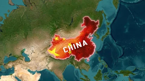 3D Map Animation Highlighting China with Glowing Border Video stock 341840905