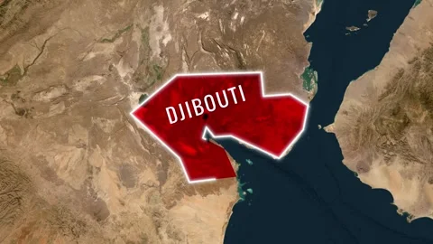 3D Map Animation Highlighting Djibouti and Waving National Flag Vídeo Stock 343325717