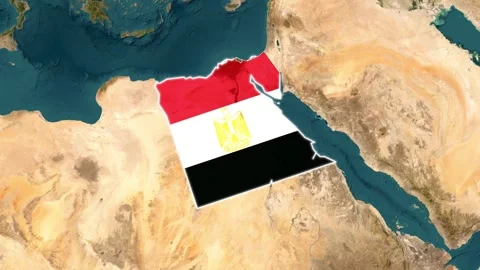 3D Map Animation Highlighting Egypt and Waving National Flag Video stock 342842310