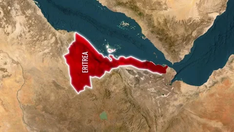 3D Map Animation Highlighting Eritrea with  Waving National Flag Video stock 343155196