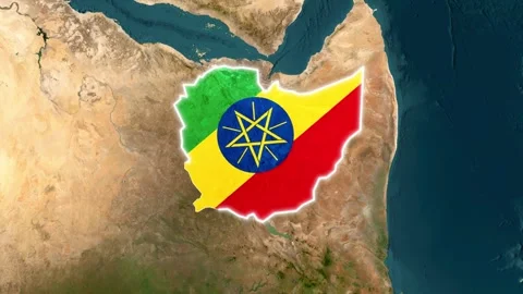 3D Map Animation Highlighting Ethiopia and Waving National Flag Stock-Footage 343325726