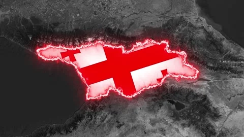 3D Map Animation Highlighting Georgia's Borders and National Flag Stock Footage 340743034