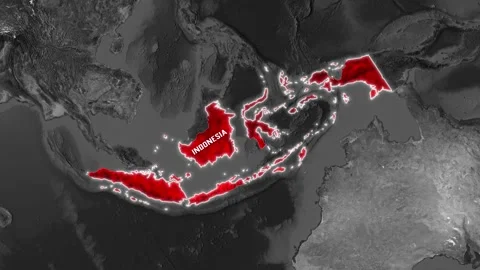 3D Map Animation Highlighting Indonesia with Text Overlay Vídeo Stock 342331690
