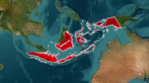 3D Map Animation Highlighting Indonesia with  Waving National Flag Stock-Footage 342331695