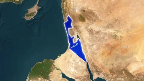 3D Map Animation Highlighting Israel and Waving National Flag Stock Footage 342842324