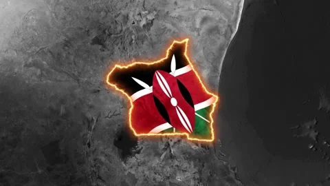 3D Map Animation Highlighting Kenya with Flag Texture Overlay Video stock 343325543