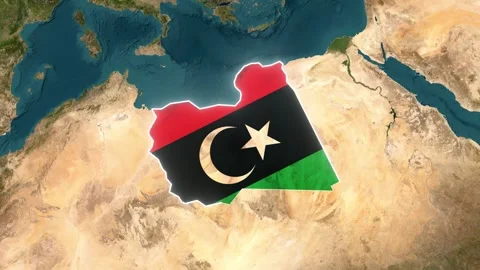 3D Map Animation Highlighting Libya with Waving National Flag Video stock 342966189