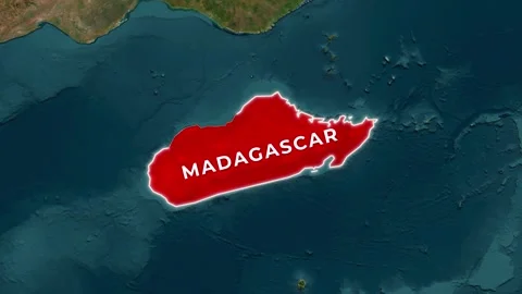 3D Map Animation Highlighting Madagascar with  Waving National Flag Video stock 343548889