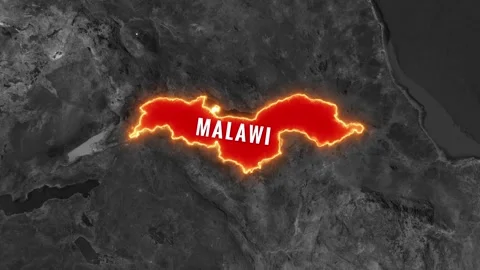 3D Map Animation Highlighting Malawi with  Waving National Flag Stock Footage 343548736