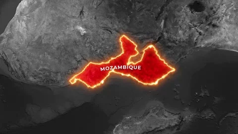 3D Map Animation Highlighting Mozambique with  Waving National Flag Vídeo Stock 343548886
