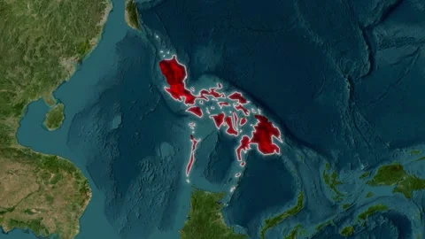 3D Map Animation Highlighting Philippines with Waving National Flag Stock-Footage 342256715