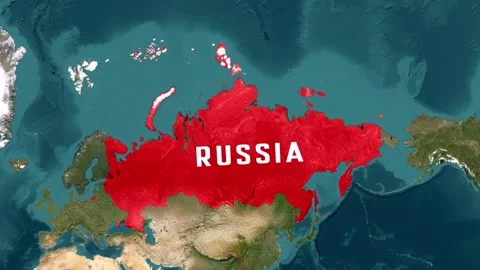 3D Map Animation Highlighting Russia Stock Footage 341854219
