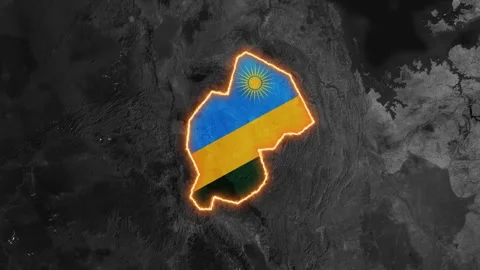 3D Map Animation Highlighting Rwanda with Waving National Flag Stock Footage 343369962