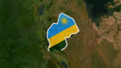 3D  Map Animation Highlighting Rwanda and Waving National Flag Stock-Footage 343370715