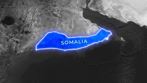 3D Map Animation Highlighting Somalia and Waving National Flag Video stock 343326147