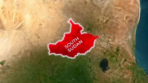 3D Map Animation Highlighting South Sudan  and Waving National Flag Stock-Footage 343150860