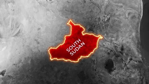 3D  Map Animation Highlighting South Sudan and Waving National Flag Stock Footage 343150877