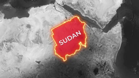 3D Map Animation Highlighting Sudan with  Waving National Flag Video stock 343150916