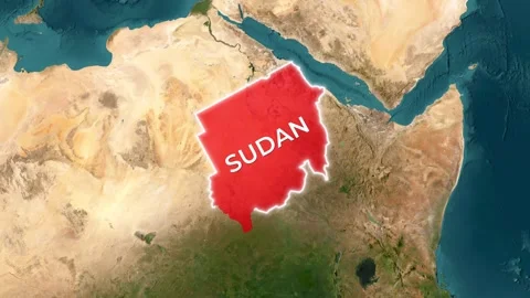 3D Map Animation Highlighting Sudan with  Waving National Flag Vídeo Stock 343155848
