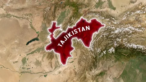 3D Map Animation Highlighting Tajikistan with Red Fill Stock-Footage 341786853
