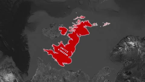 3D Map Animation Highlighting United Kingdom Video stock 341786769