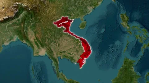 3D Map Animation Highlighting Vietnam with Waving National Flag Stock-Footage 342256709